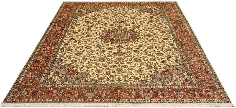 Kaschmir Orientteppich 246 × 341 cm, Seide, handgeknüpft