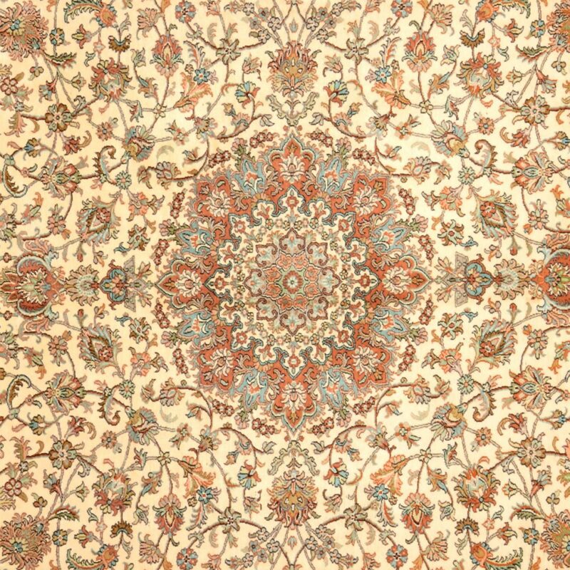Kaschmir Orientteppich 246 × 341 cm, Seide, handgeknüpft