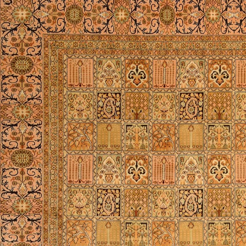 Kaschmir Orientteppich 247 × 305 cm, Seide, handgeknüpft Pastell