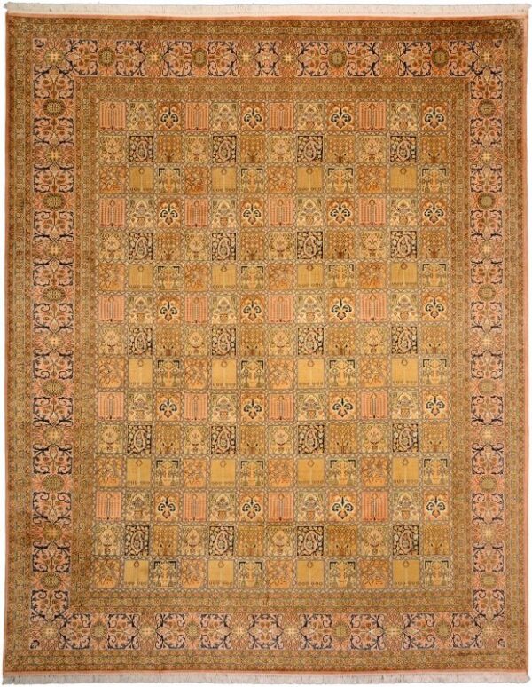 Kaschmir Orientteppich 247 × 305 cm, Seide, handgeknüpft Pastell