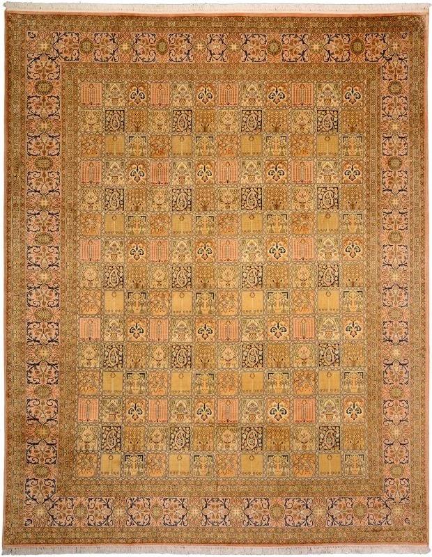 Kaschmir Orientteppich 247 × 305 cm, Seide, handgeknüpft Pastell