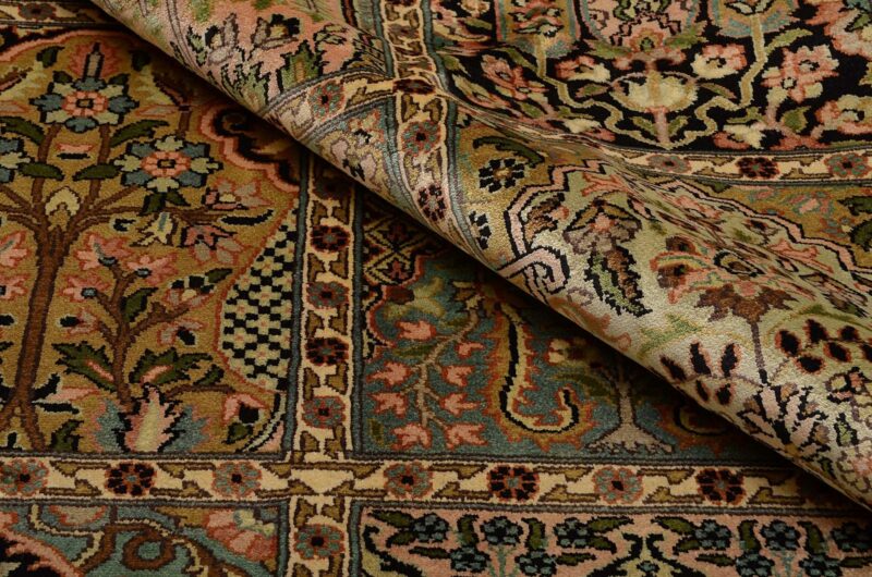 Kaschmir Orientteppich 276 × 361 cm, Seide, handgeknüpft