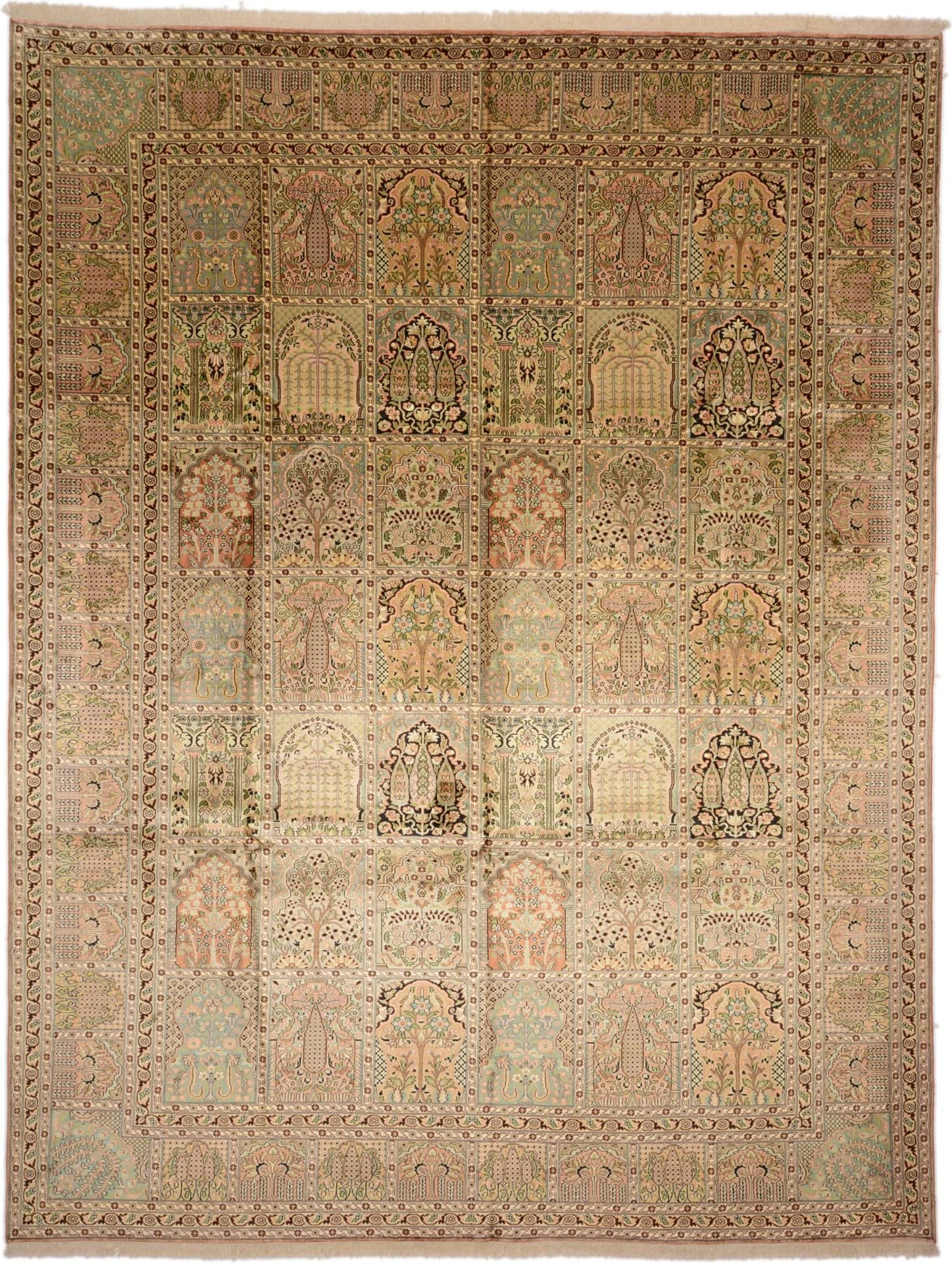 Kaschmir Orientteppich 276 × 361 cm, Seide, handgeknüpft