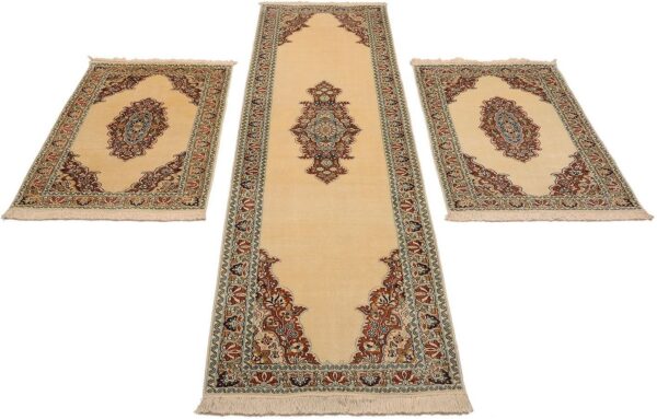 Kaschmir Orientteppich 77 × 328 cm, Seide, handgeknüpft seidig