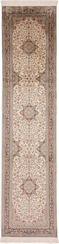 Kaschmir Orientteppich 78 × 322 cm, Seide, handgeknüpft