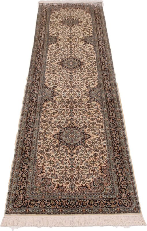 Kaschmir Orientteppich 78 × 322 cm, Seide, handgeknüpft