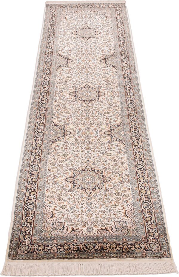 Kaschmir Orientteppich 78 × 322 cm, Seide, handgeknüpft