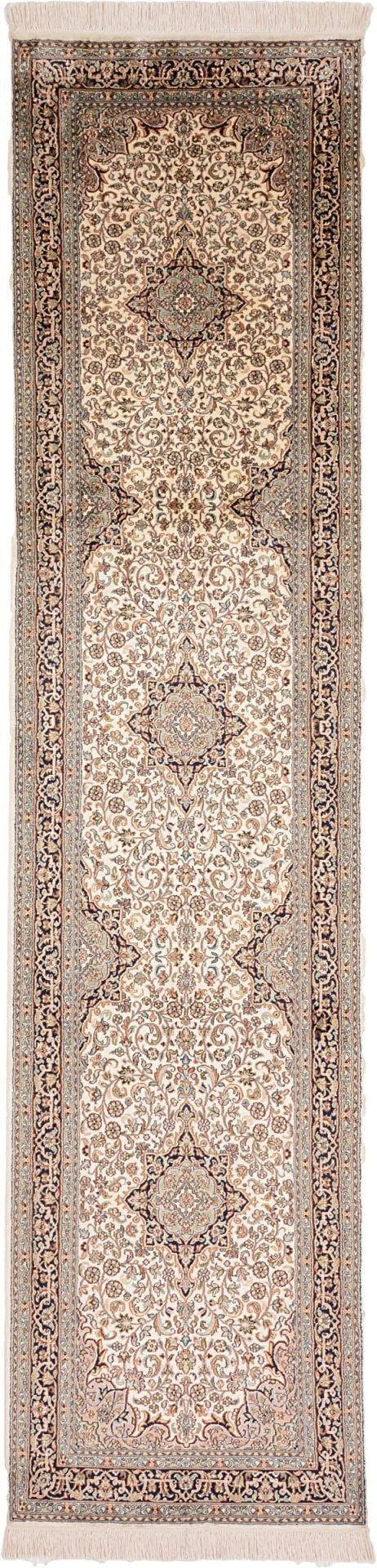Kaschmir Orientteppich 78 × 322 cm, Seide, handgeknüpft