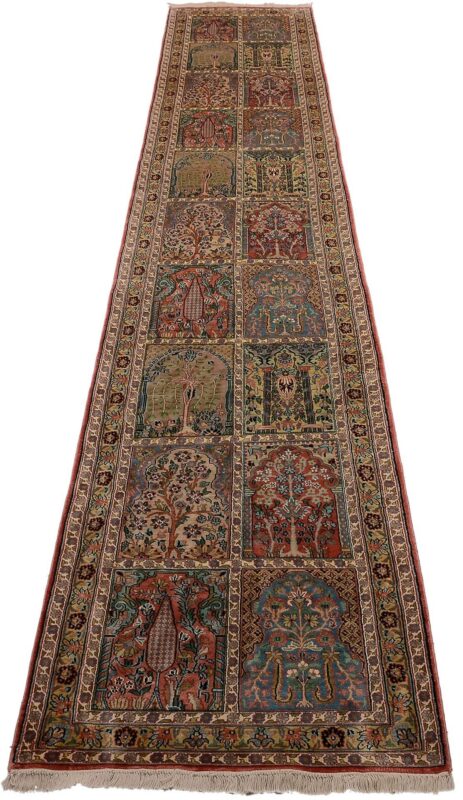 Kaschmir Orientteppich 83 × 474 cm, Seide, handgeknüpft Pastell