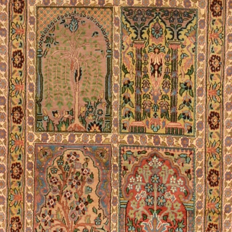 Kaschmir Orientteppich 83 × 474 cm, Seide, handgeknüpft Pastell