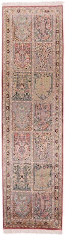 Kaschmir Orientteppich 85 × 308 cm, Seide, handgeknüpft