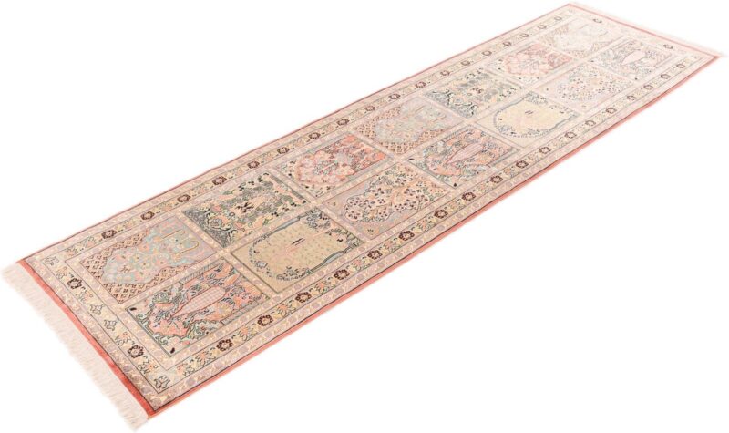Kaschmir Orientteppich 85 × 308 cm, Seide, handgeknüpft