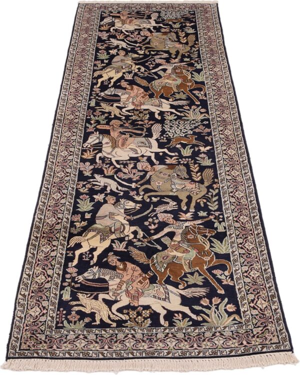 Kaschmir Orientteppich 85 × 310 cm, Seide, handgeknüpft