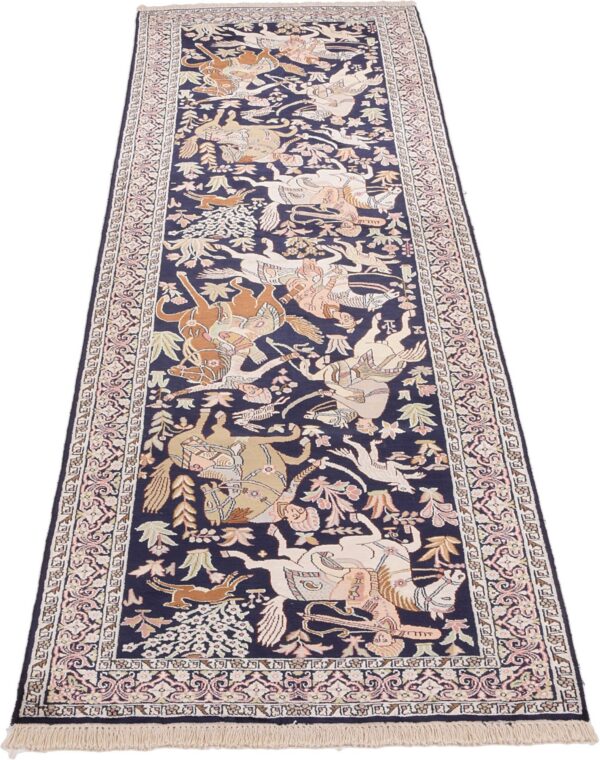 Kaschmir Orientteppich 85 × 310 cm, Seide, handgeknüpft