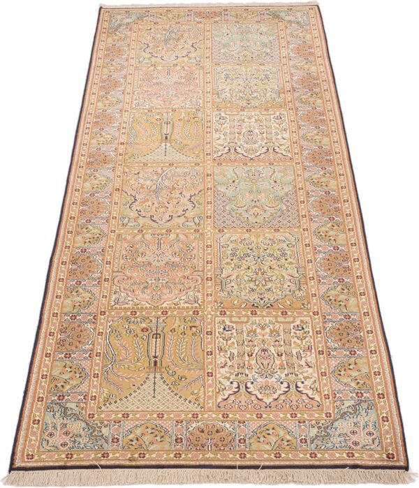 Kaschmir Orientteppich 94 × 272 cm, Seide, handgeknüpft