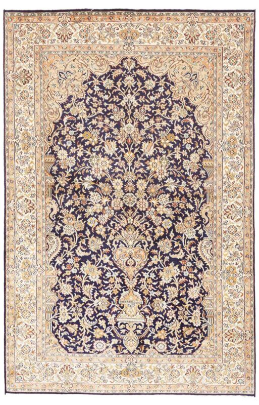 Kashmir Orientteppich 122 × 189 cm, Seide, handgeknüpft