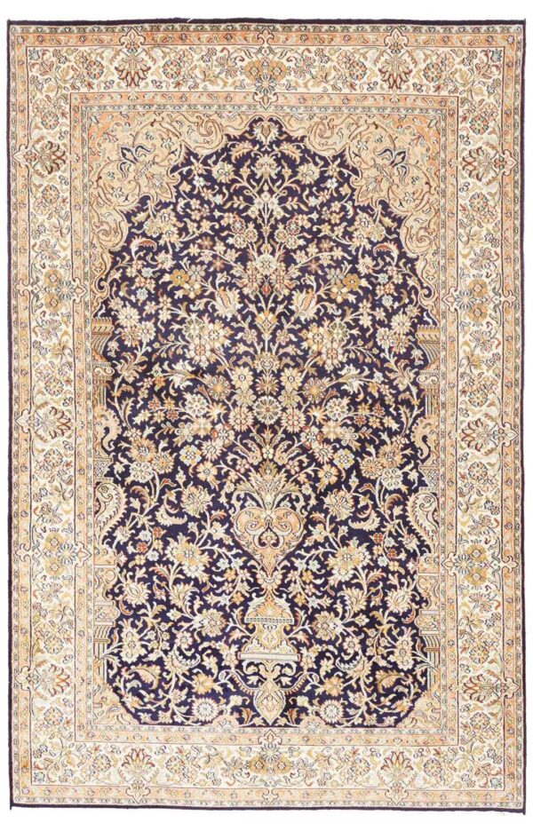 Kashmir Orientteppich 122 × 189 cm, Seide, handgeknüpft