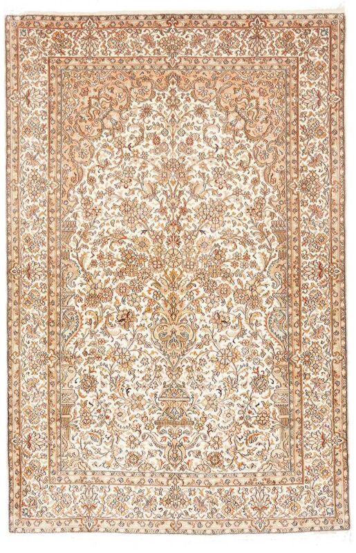 Kashmir Orientteppich 126 × 191 cm, Seide, handgeknüpft