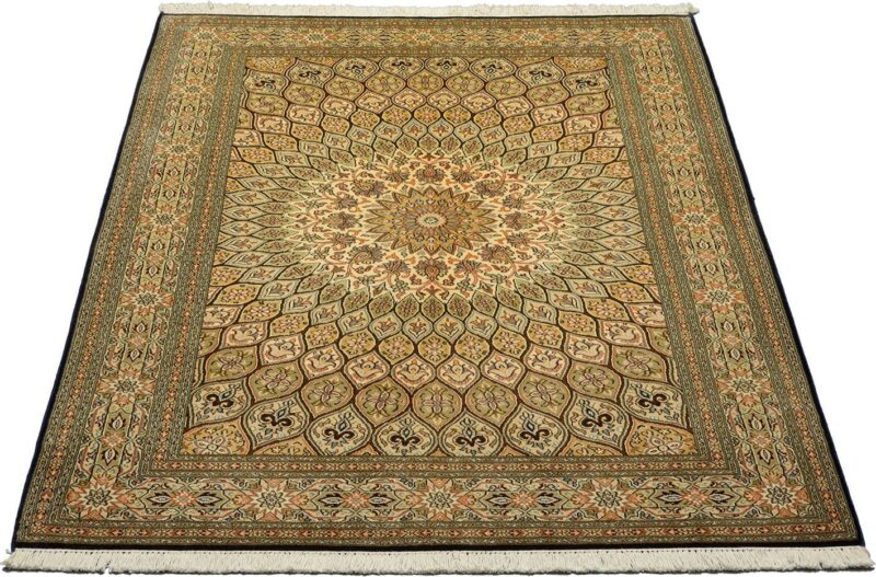 Kashmir Orientteppich 131 × 280 cm, Seide, handgeknüpft