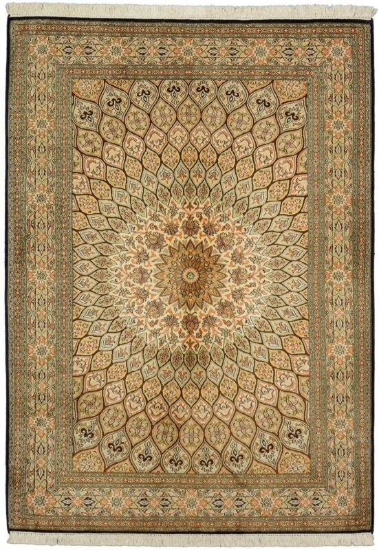 Kashmir Orientteppich 131 × 280 cm, Seide, handgeknüpft