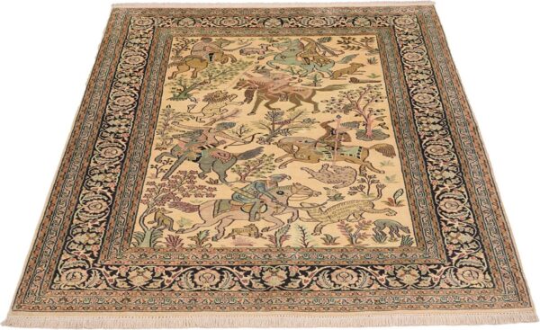 Kashmir Orientteppich 143 × 207 cm, Seide, handgeknüpft edel