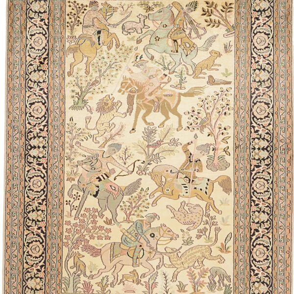 Kashmir Orientteppich 143 × 207 cm, Seide, handgeknüpft edel
