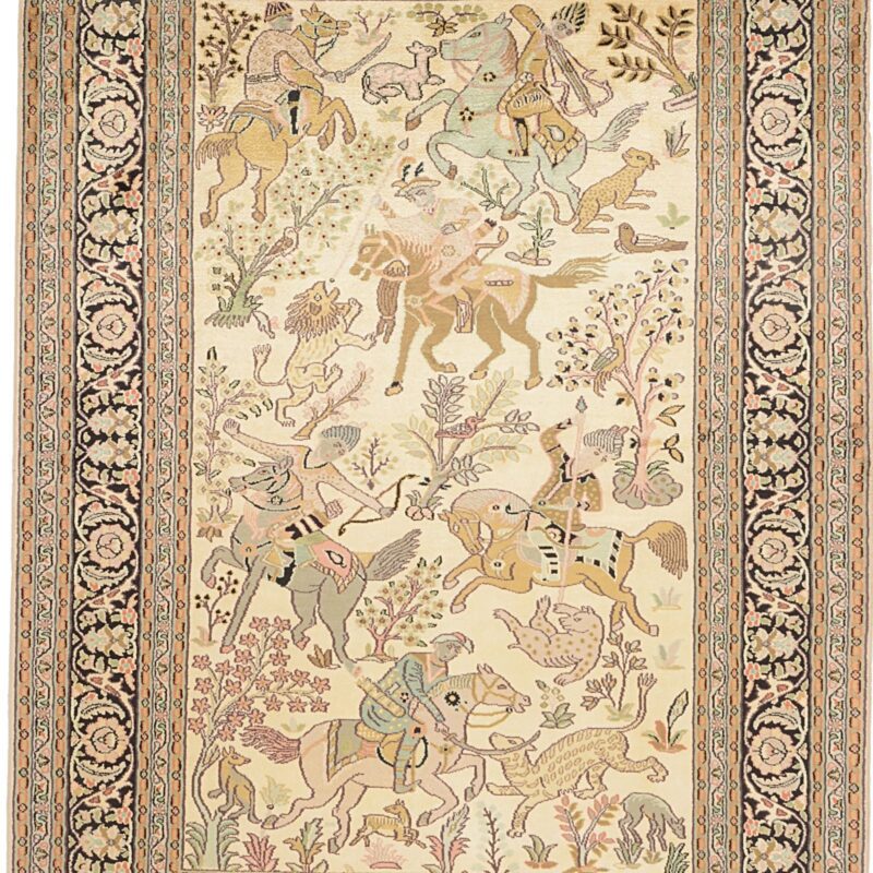 Kashmir Orientteppich 143 × 207 cm, Seide, handgeknüpft edel