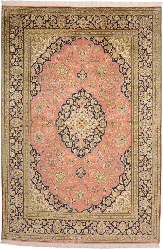 Kashmir Orientteppich 151 × 223 cm, Seide, handgeknüpft