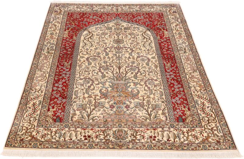 Kashmir Orientteppich 153 × 217 cm, Seide, handgeknüpft