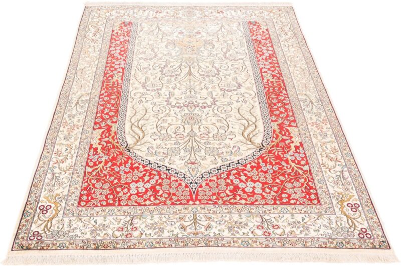 Kashmir Orientteppich 153 × 217 cm, Seide, handgeknüpft