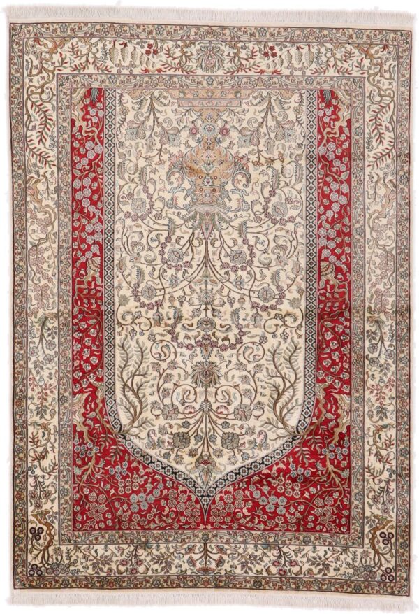 Kashmir Orientteppich 153 × 217 cm, Seide, handgeknüpft