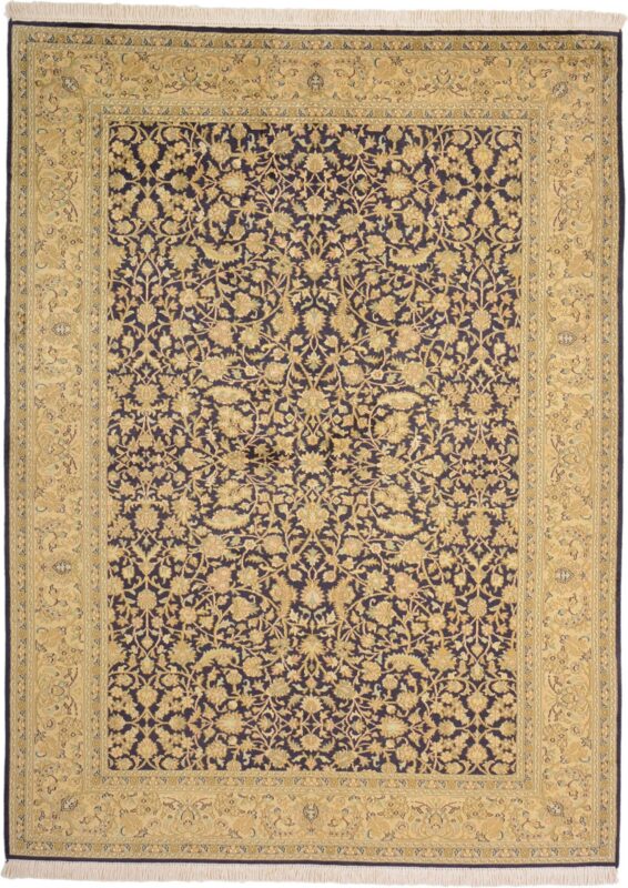 Kashmir Orientteppich 154 × 208 cm, Seide, handgeknüpft Pastell