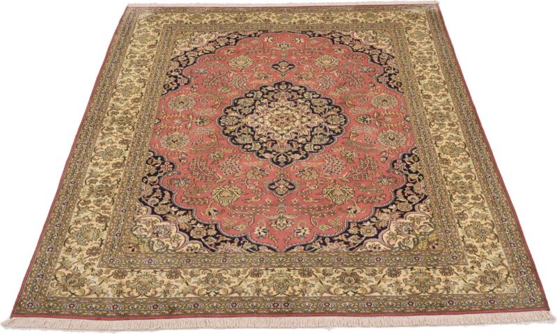 Kashmir Orientteppich 154 × 221 cm, Seide, handgeknüpft