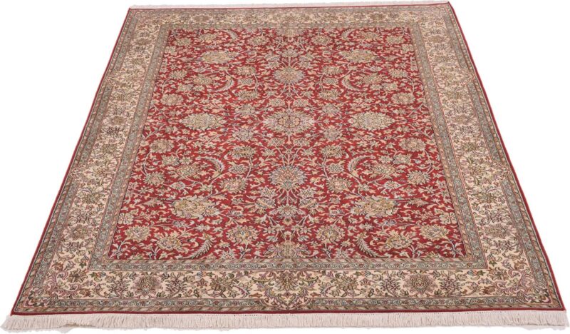Kashmir Orientteppich 157 × 217 cm, Seide, handgeknüpft fein