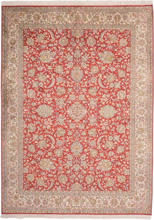 Kashmir Orientteppich 157 × 217 cm, Seide, handgeknüpft fein