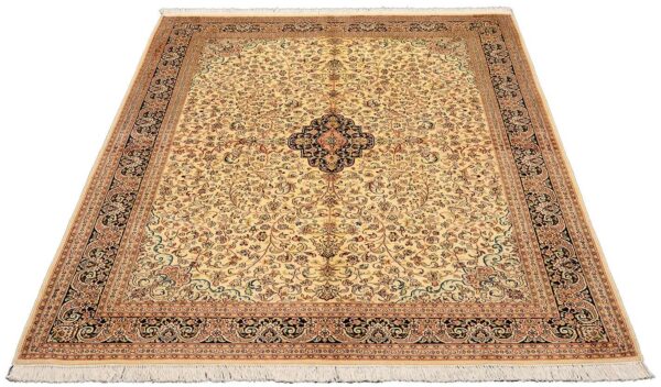 Kashmir Orientteppich 157 × 223 cm, Seide, handgeknüpft