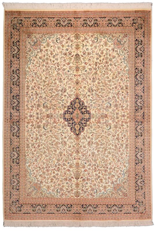 Kashmir Orientteppich 157 × 223 cm, Seide, handgeknüpft