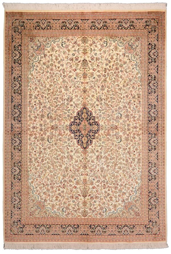 Kashmir Orientteppich 157 × 223 cm, Seide, handgeknüpft
