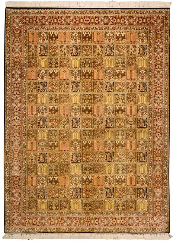 Kashmir Orientteppich 158 × 213 cm, Seide, handgeknüpft