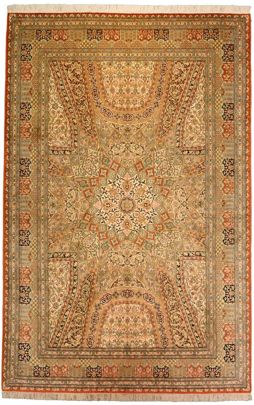 Kashmir Orientteppich 165 × 255 cm, Seide, handgeknüpft