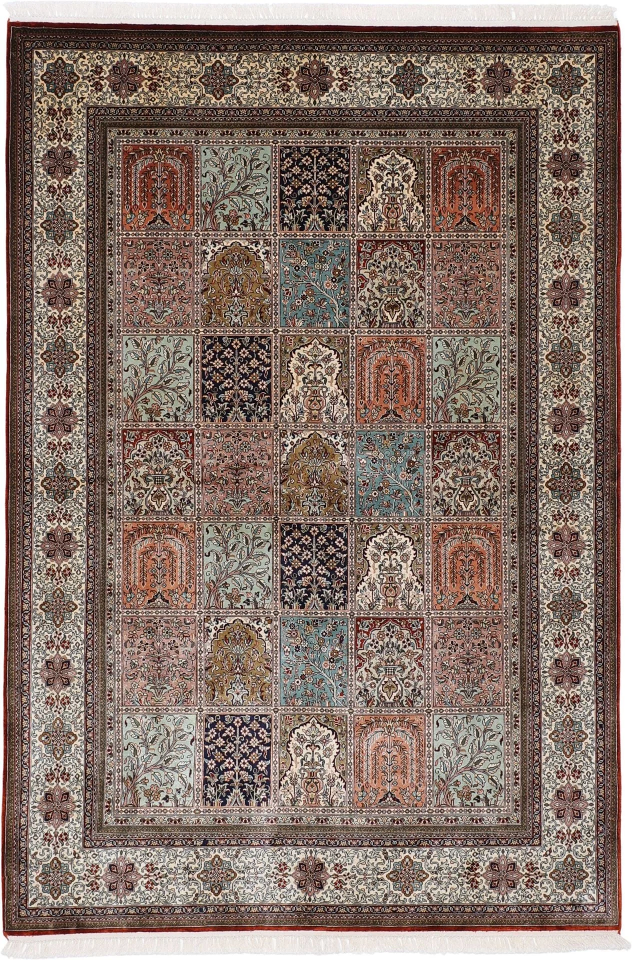 Kashmir Orientteppich 168 × 245 cm, Seide, handgeknüpft