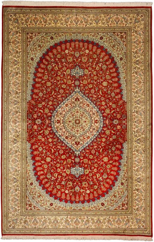 Kashmir Orientteppich 169 × 255 cm, Seide, handgeknüpft Pastell