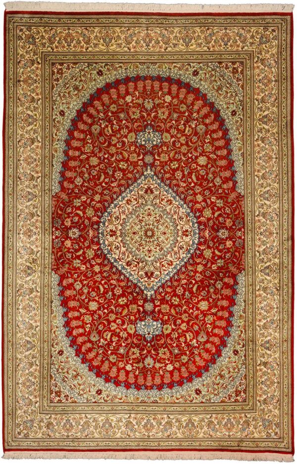 Kashmir Orientteppich 169 × 255 cm, Seide, handgeknüpft Pastell