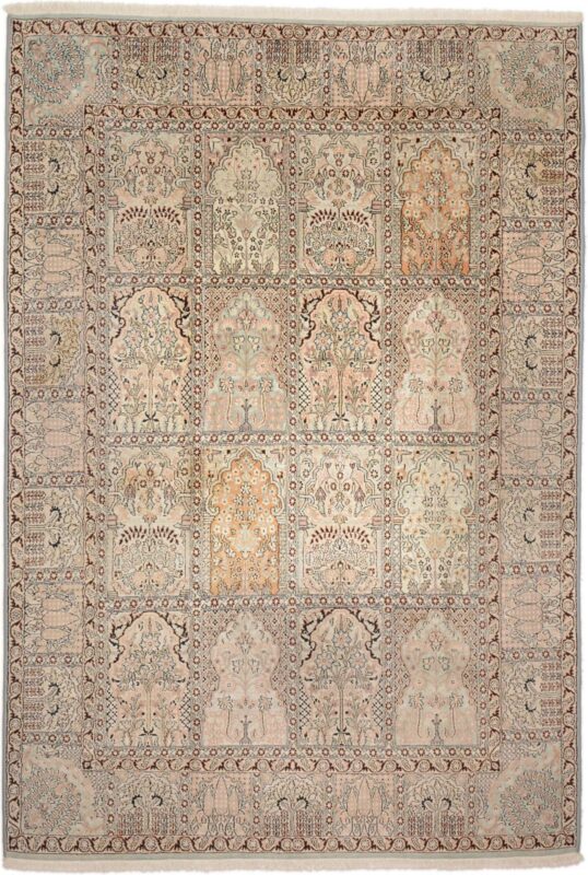 Kashmir Orientteppich 170 × 240 cm, Seide, handgeknüpft
