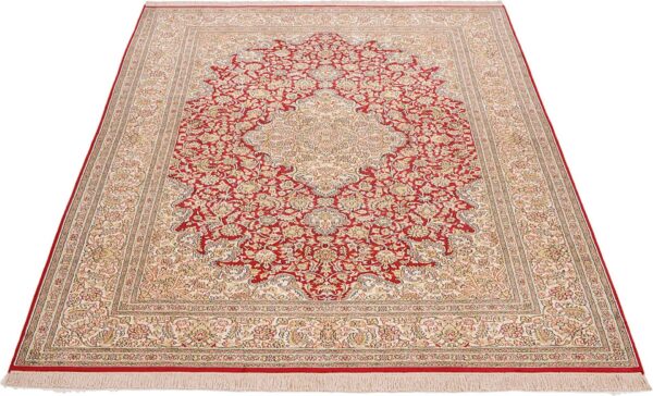 Kashmir Orientteppich 170 × 243 cm, Seide, handgeknüpft Pastell