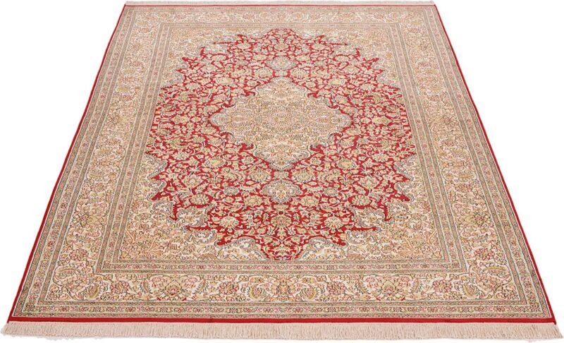Kashmir Orientteppich 170 × 243 cm, Seide, handgeknüpft Pastell