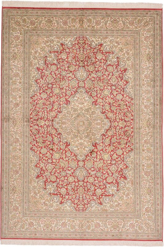 Kashmir Orientteppich 170 × 243 cm, Seide, handgeknüpft Pastell