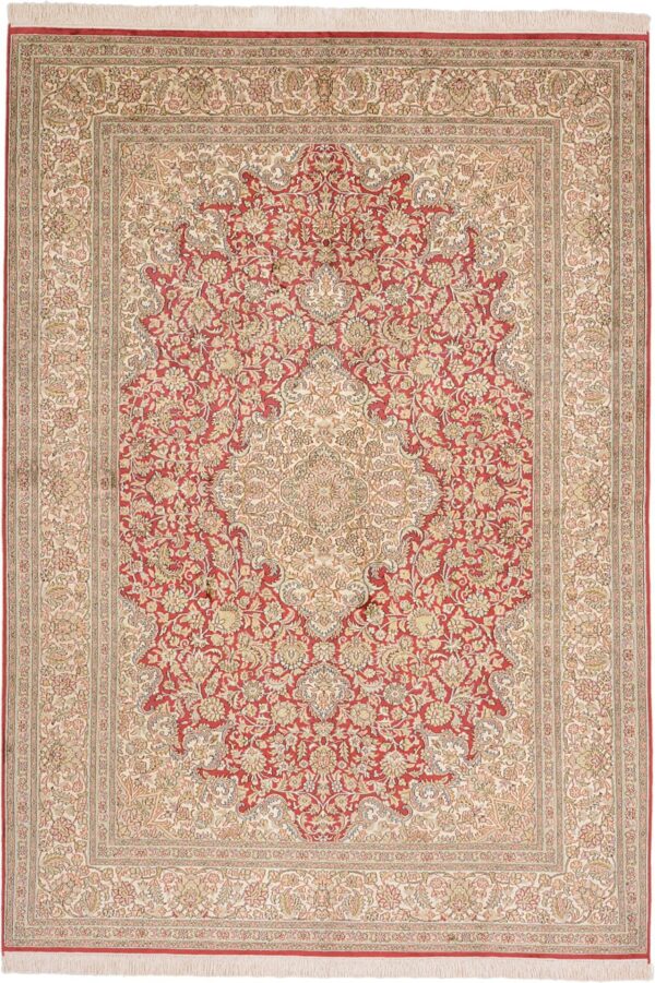 Kashmir Orientteppich 170 × 243 cm, Seide, handgeknüpft Pastell