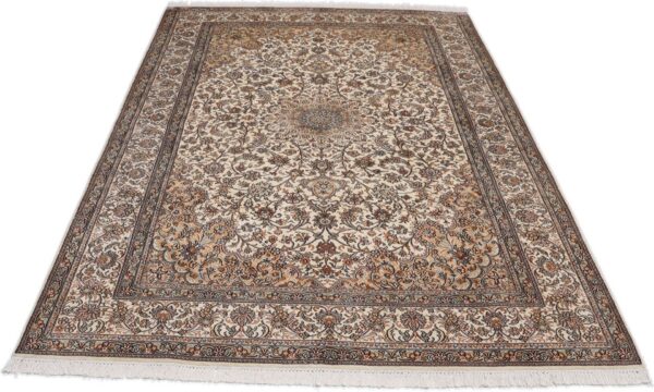 Kashmir Orientteppich 171 × 243 cm, Seide, handgeknüpft Pastell