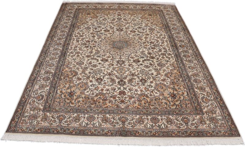 Kashmir Orientteppich 171 × 243 cm, Seide, handgeknüpft Pastell
